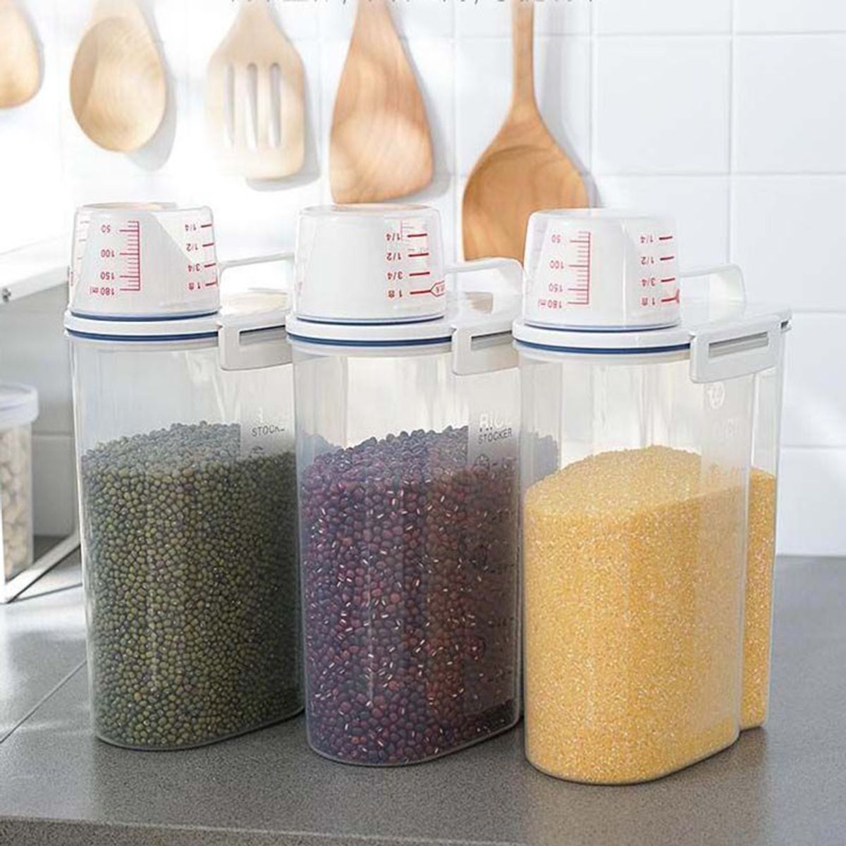 GENERICO - Pack 3 Dispensadores Herméticos de 2KG para Cereales