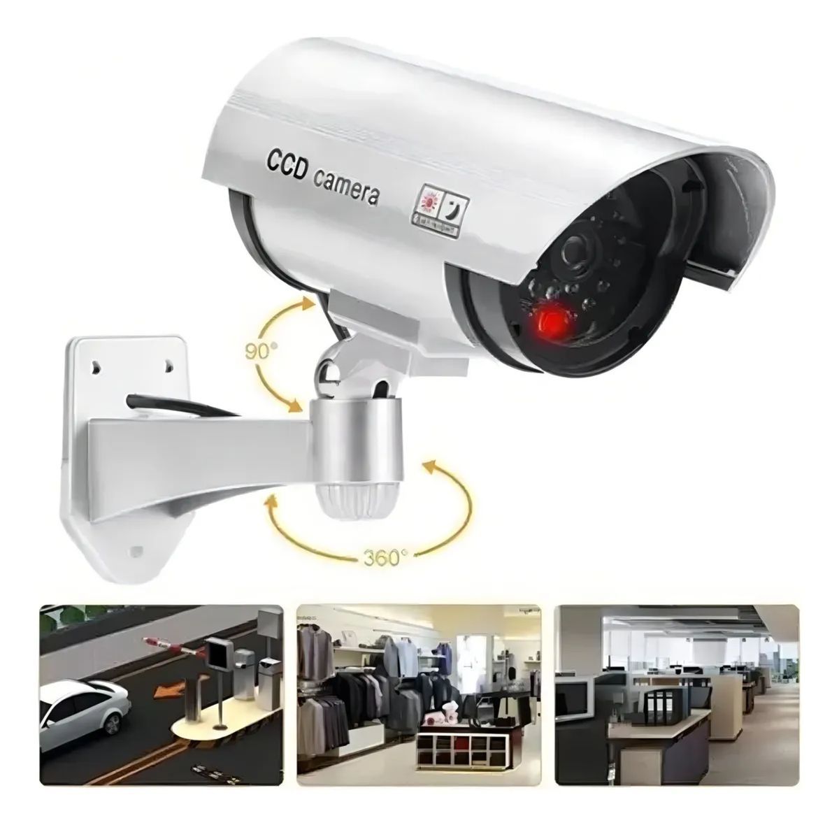 GENERICO - Pack 3 Cámaras Seguridad Falsas Exterior Luz Led Vigilancia