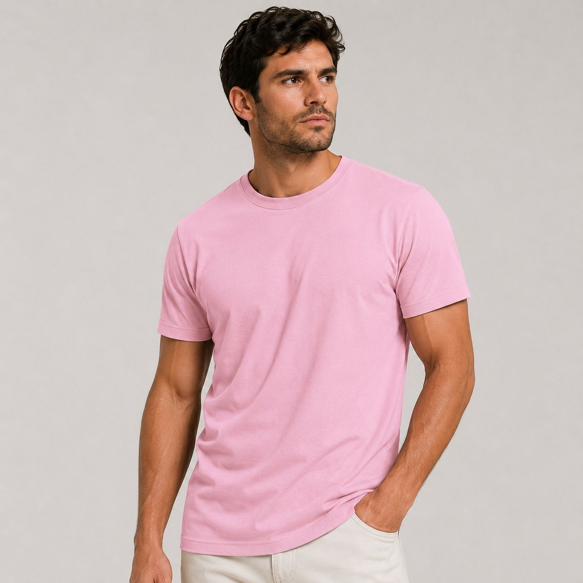 ROLY - Polera Manga Corta Algodón Cuello Redondo Clásica Hombre Premium