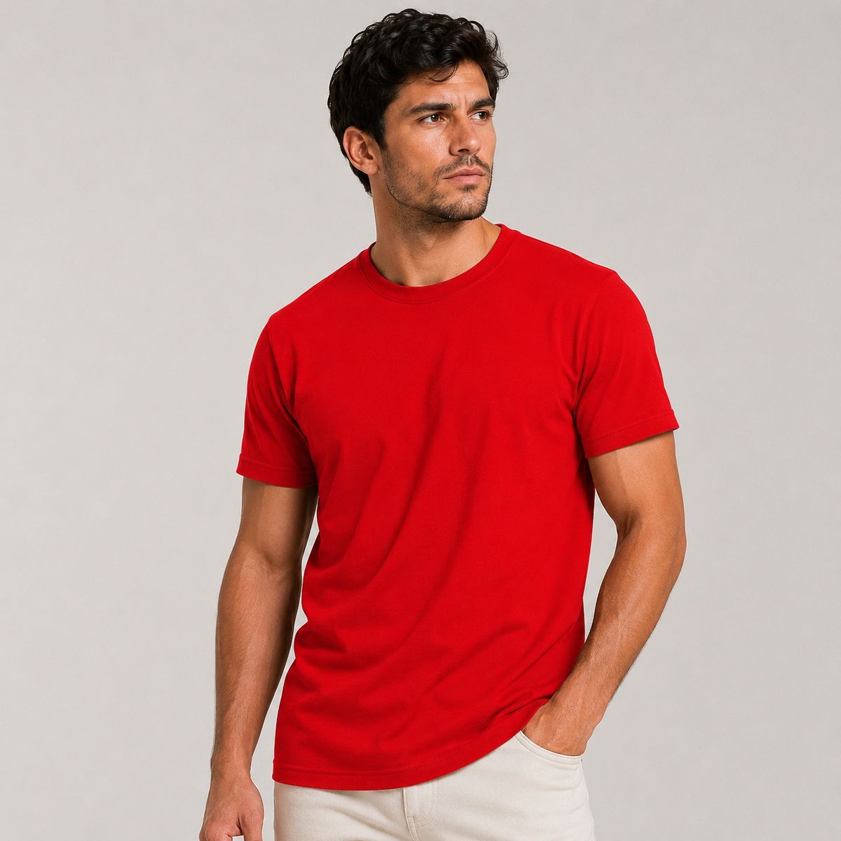ROLY - Polera Manga Corta Algodón Cuello Redondo Clásica Hombre Premium