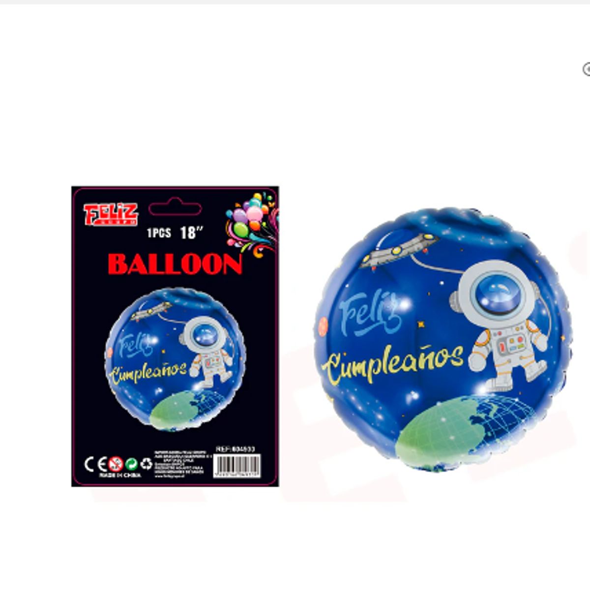 GENERICO - Globo Feliz Cumpleaños Astronauta 45 cm