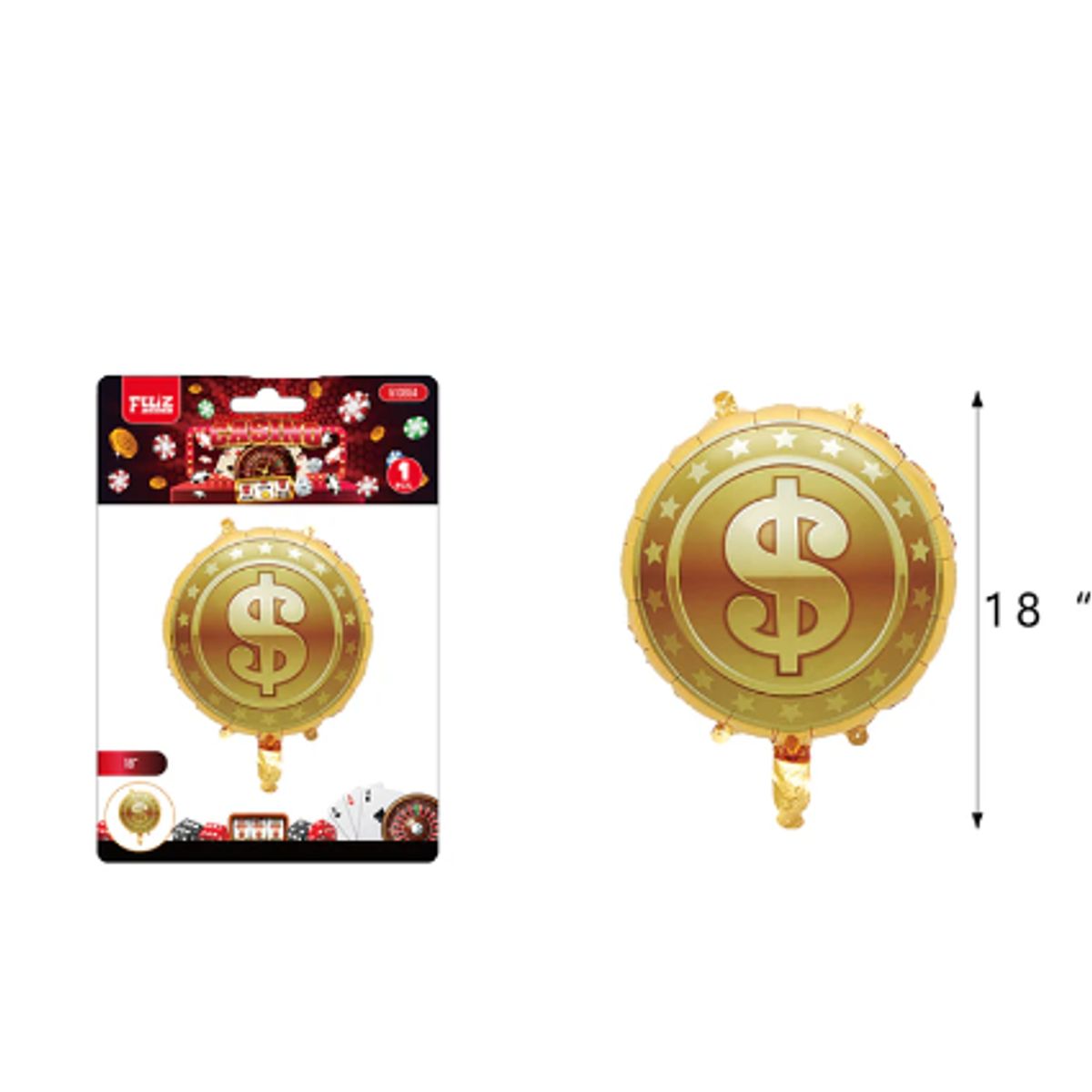 GENERICO - Globo Metal Moneda Dólar 45cm