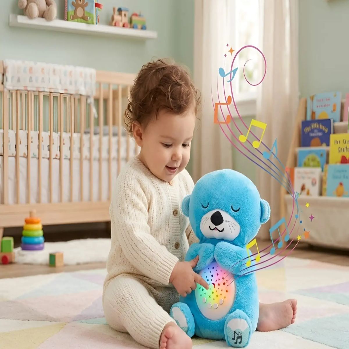 GENERICO - Peluche Nutria de Apego Proyector Ruido Blanco Bebe 01