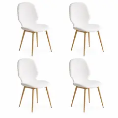GENERICO - Pack 4 Sillas De Comedor Modelo Fiori Ecocuero