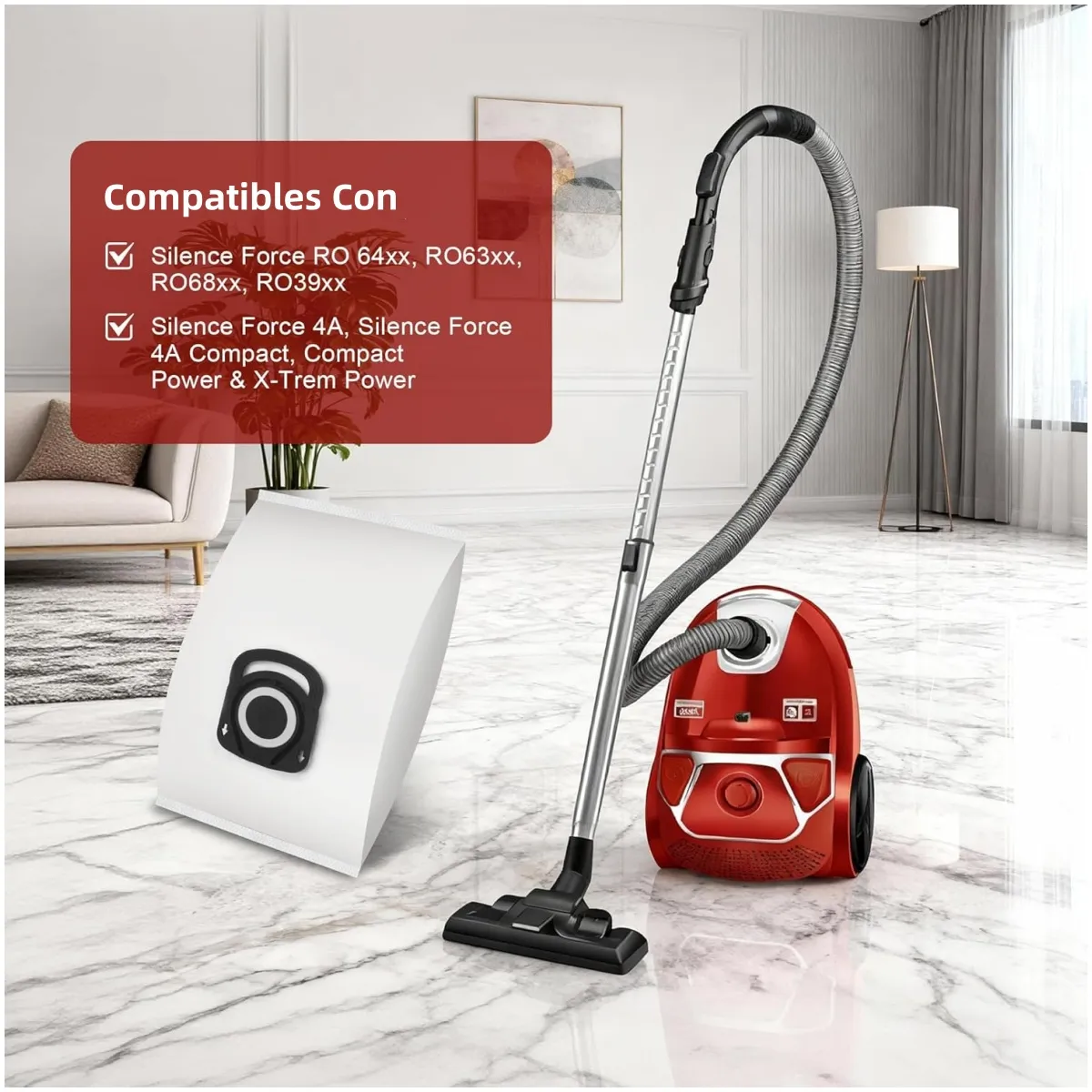 KUANGYE - 5 Bolsas Polvo Compatibles Con Rowenta Silent Force Compact Power