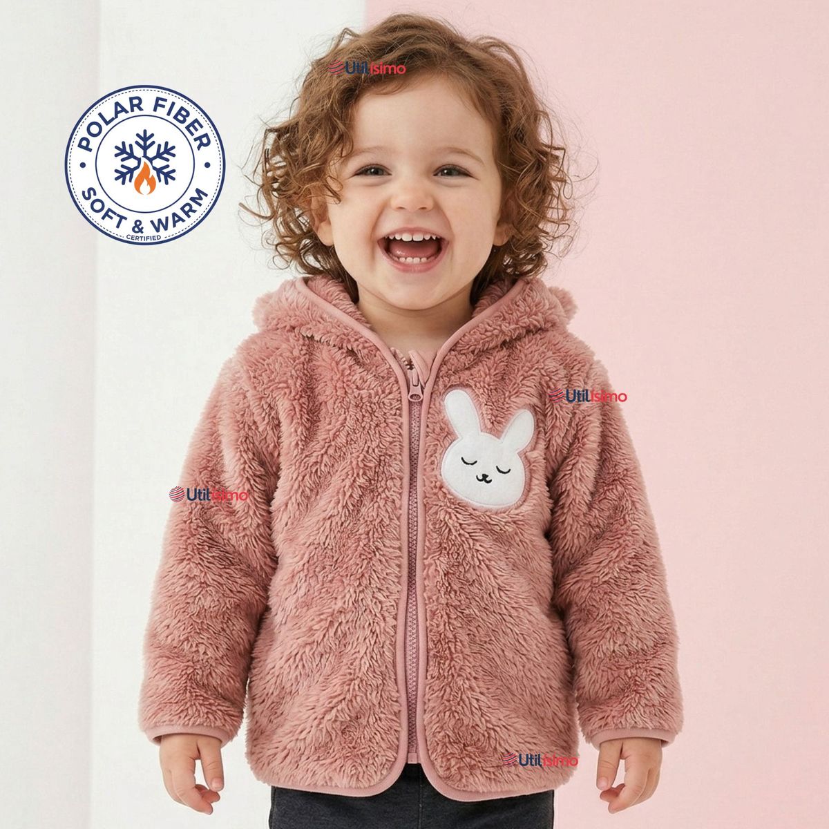 JUMP KIDS - Chaqueta Polerón Con Capucha Forro Polar Bebe Niña Conejo Abrigo Invierno