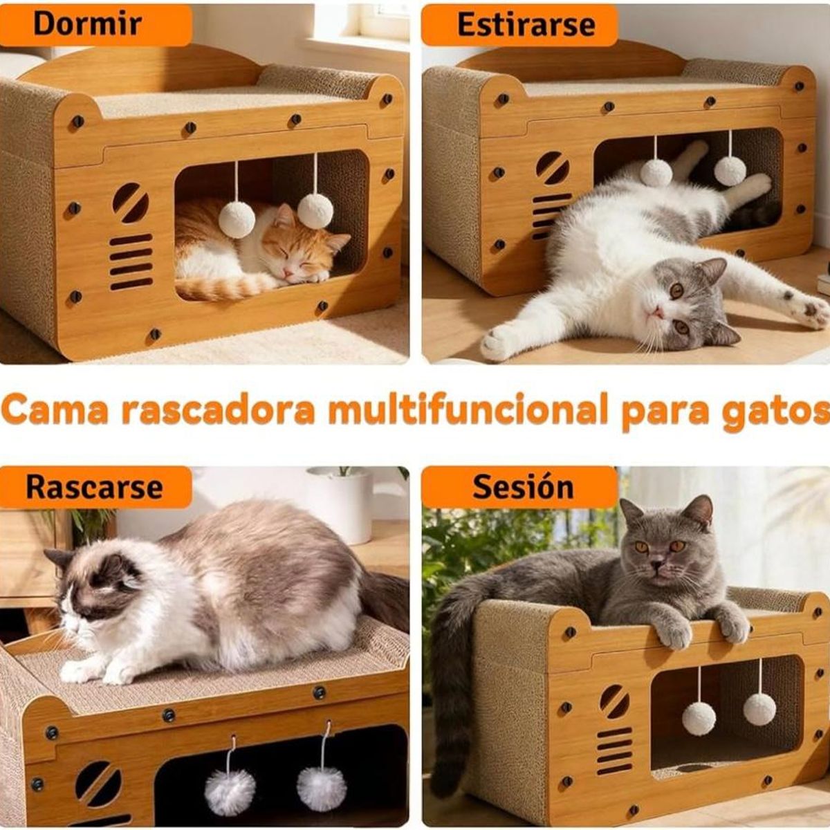 GENERICO - Rascador Cama Casa Para Gatos Rascador Desmontable
