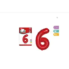 GENER - Globo Metalizado Rojo 45cm Número 6