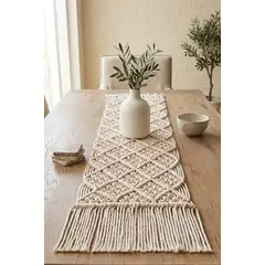 GENERICO - Camino de Mesa Artesanal de Macramé Estilo Bohemio.