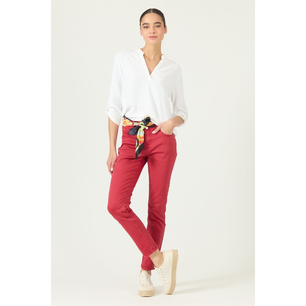 PRIVILEGE - Pantalon Skinny Rojo Cod 0200065