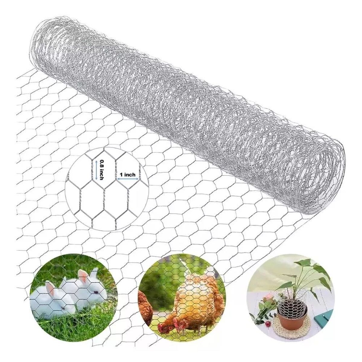 GENERICO - Tejido Malla Hexagonal Gallinera 1m Alto X 20mt Largo