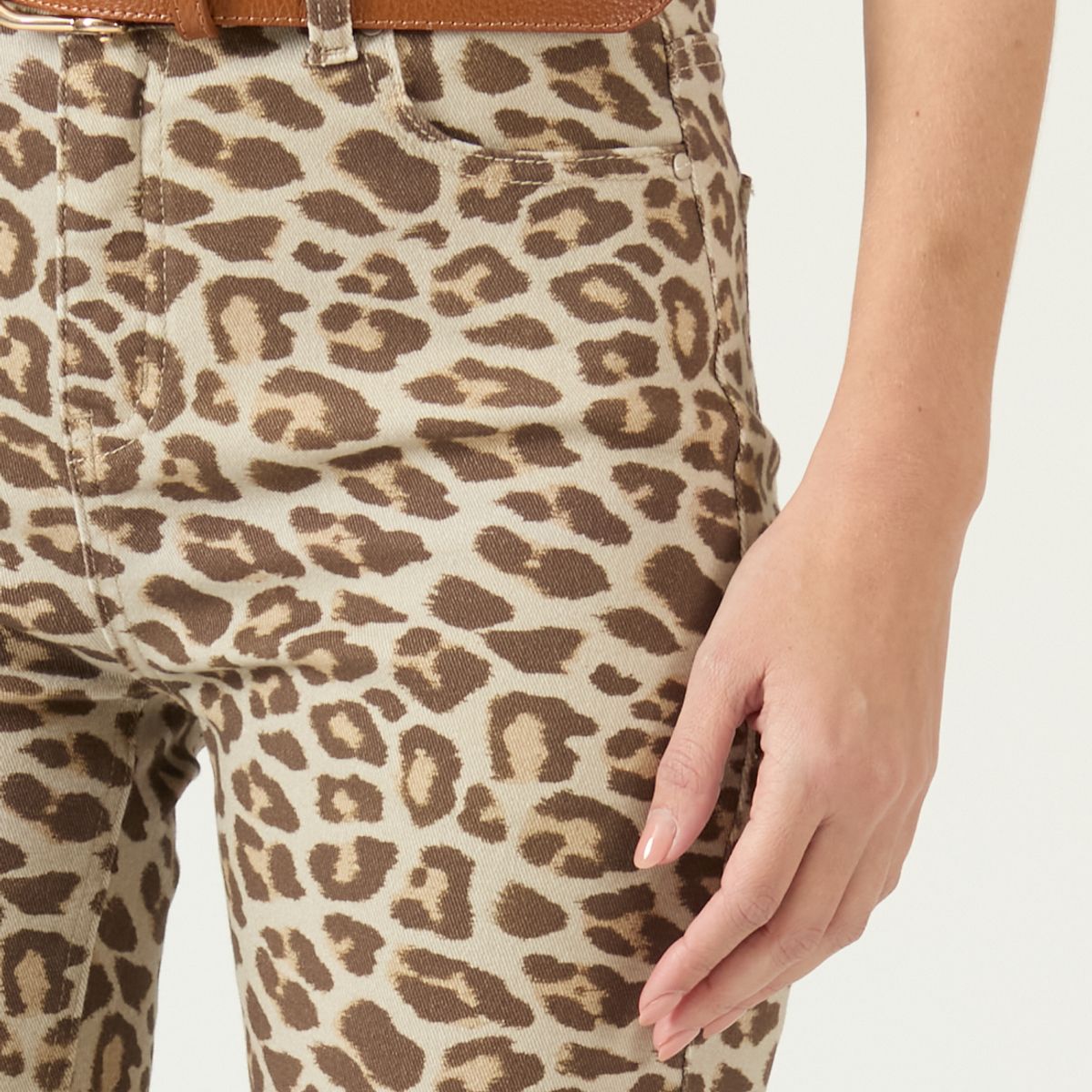 PRIVILEGE - Jeans Wide Leg Animal Print Beige Cod 2400985