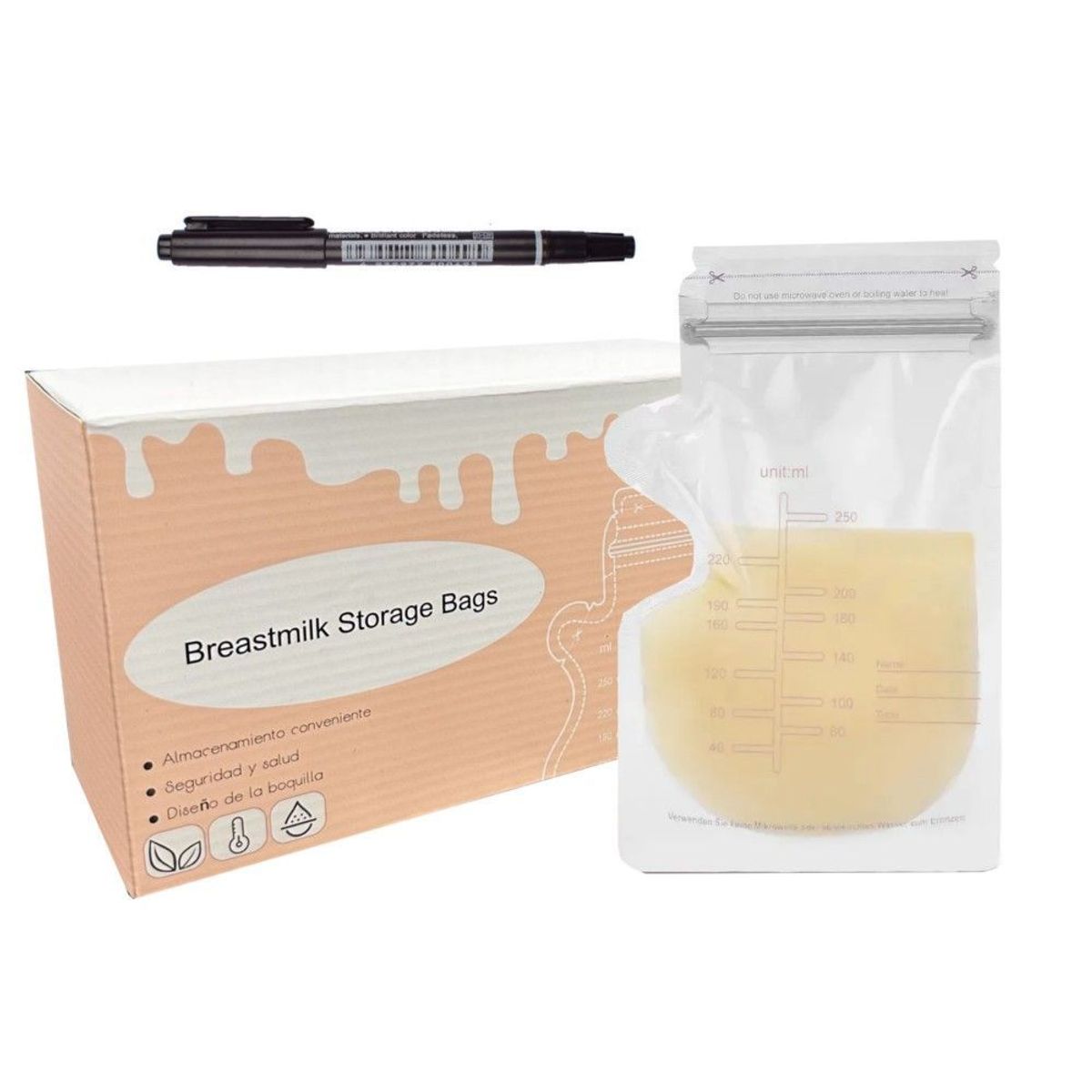 GENERICO - Pack 200 Bolsas Para Almacenar Leche Materna 250ml