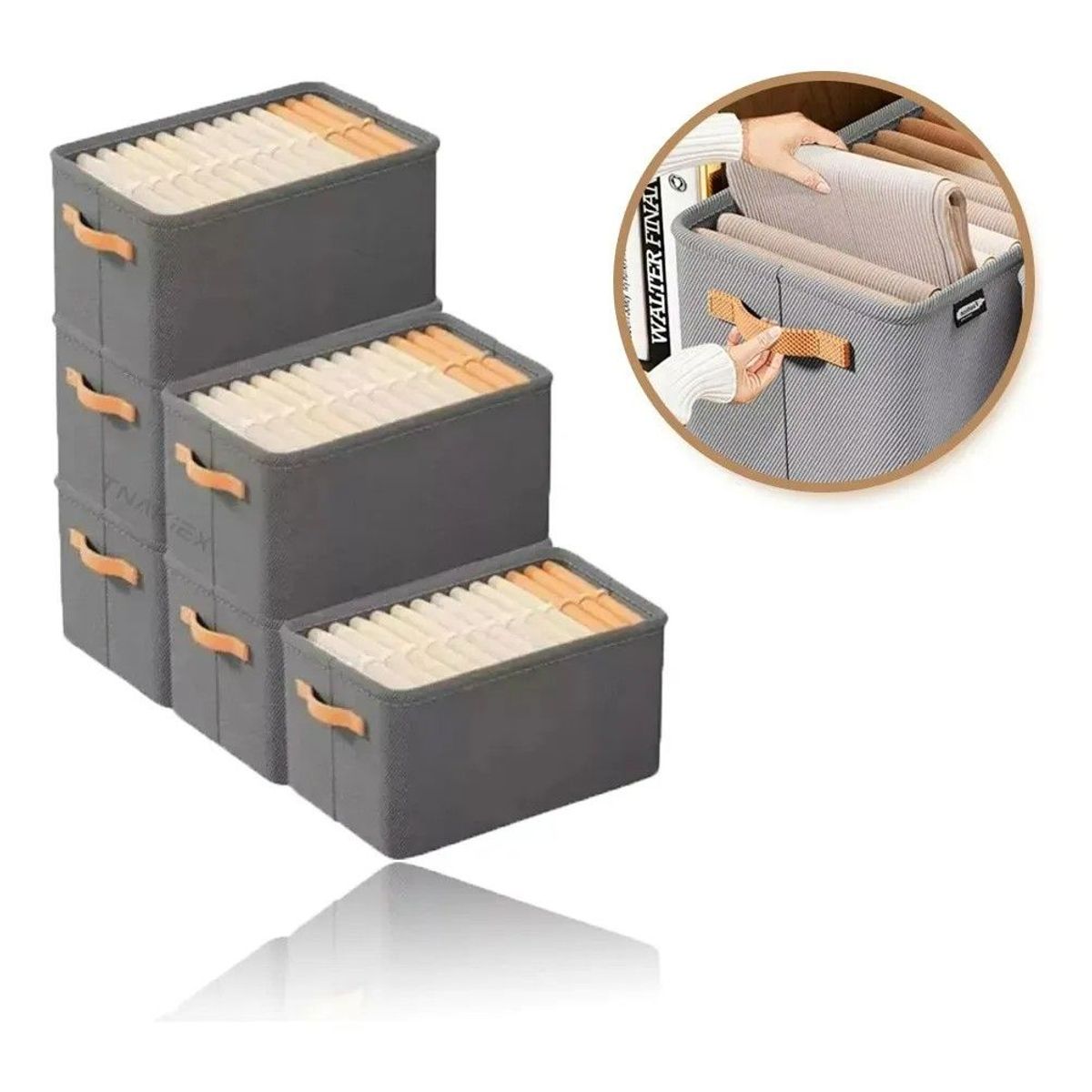 GENERICO - 6x Bolsas Organizador Ropa Caja Plegable Asa Almacenamiento