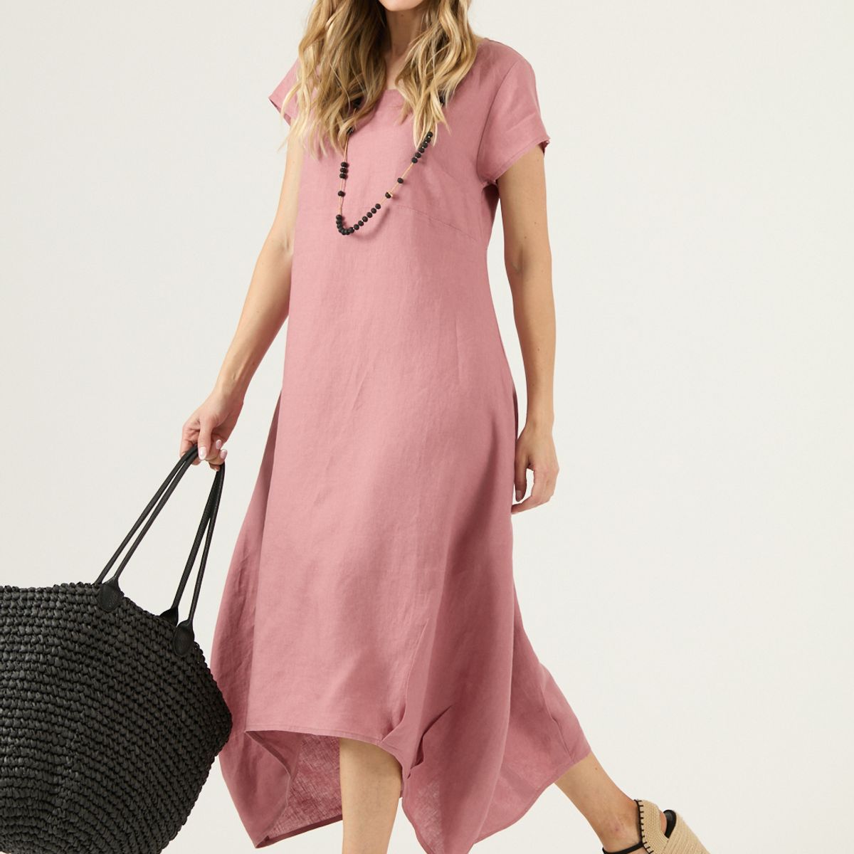 PRIVILEGE - Vestido De Lino Rosa Viejo Cod 4005375