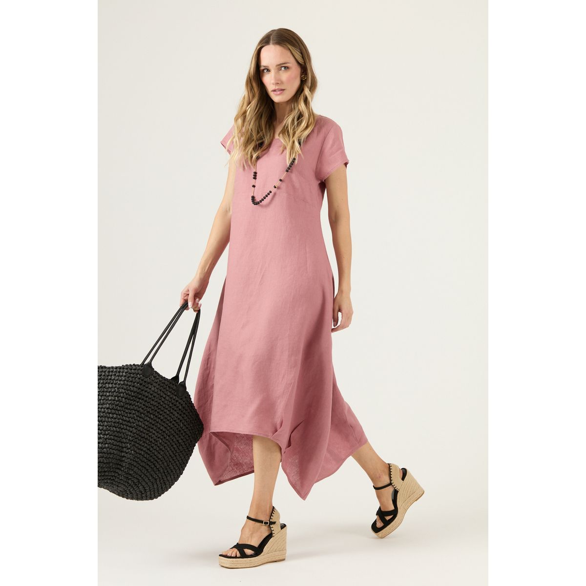 PRIVILEGE - Vestido De Lino Rosa Viejo Cod 4005375