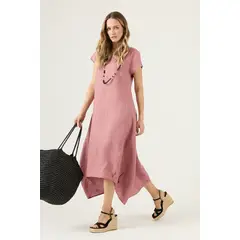 PRIVILEGE - Vestido De Lino Rosa Viejo Cod 4005375