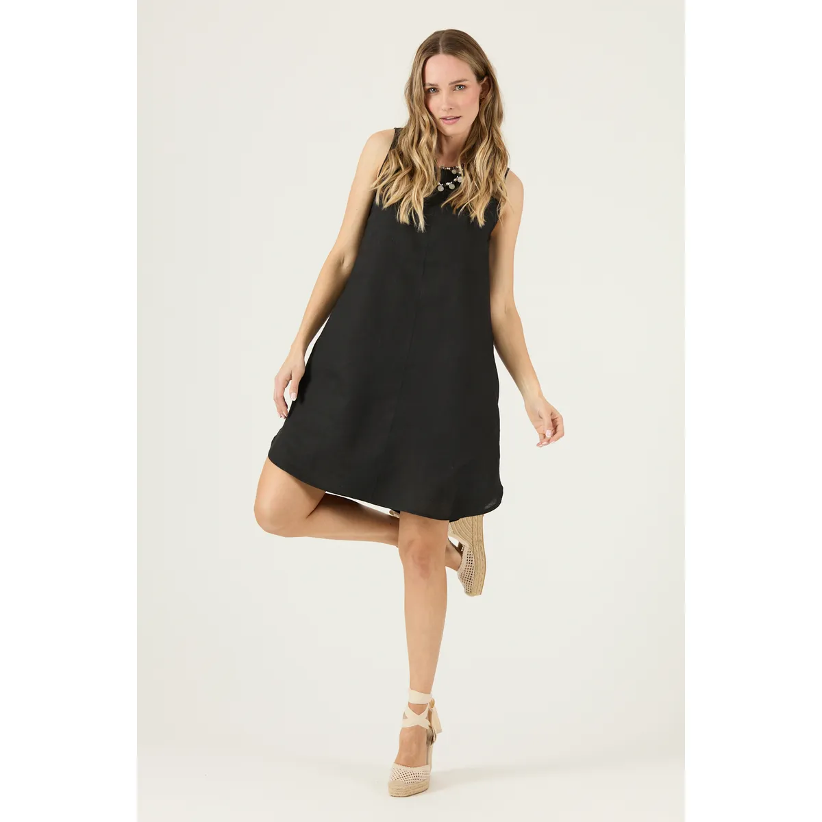 PRIVILEGE - Vestido De Lino Negro Cod 4005295