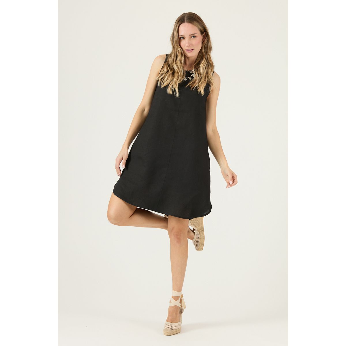 PRIVILEGE - Vestido De Lino Negro Cod 4005295