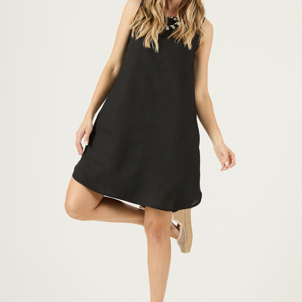 PRIVILEGE - Vestido De Lino Negro Cod 4005295