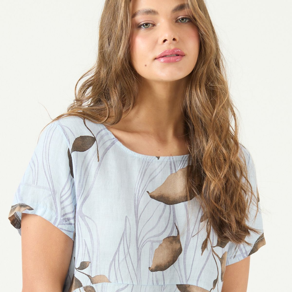 PRIVILEGE - Vestido De Lino Estampado Vison Cod 4005805