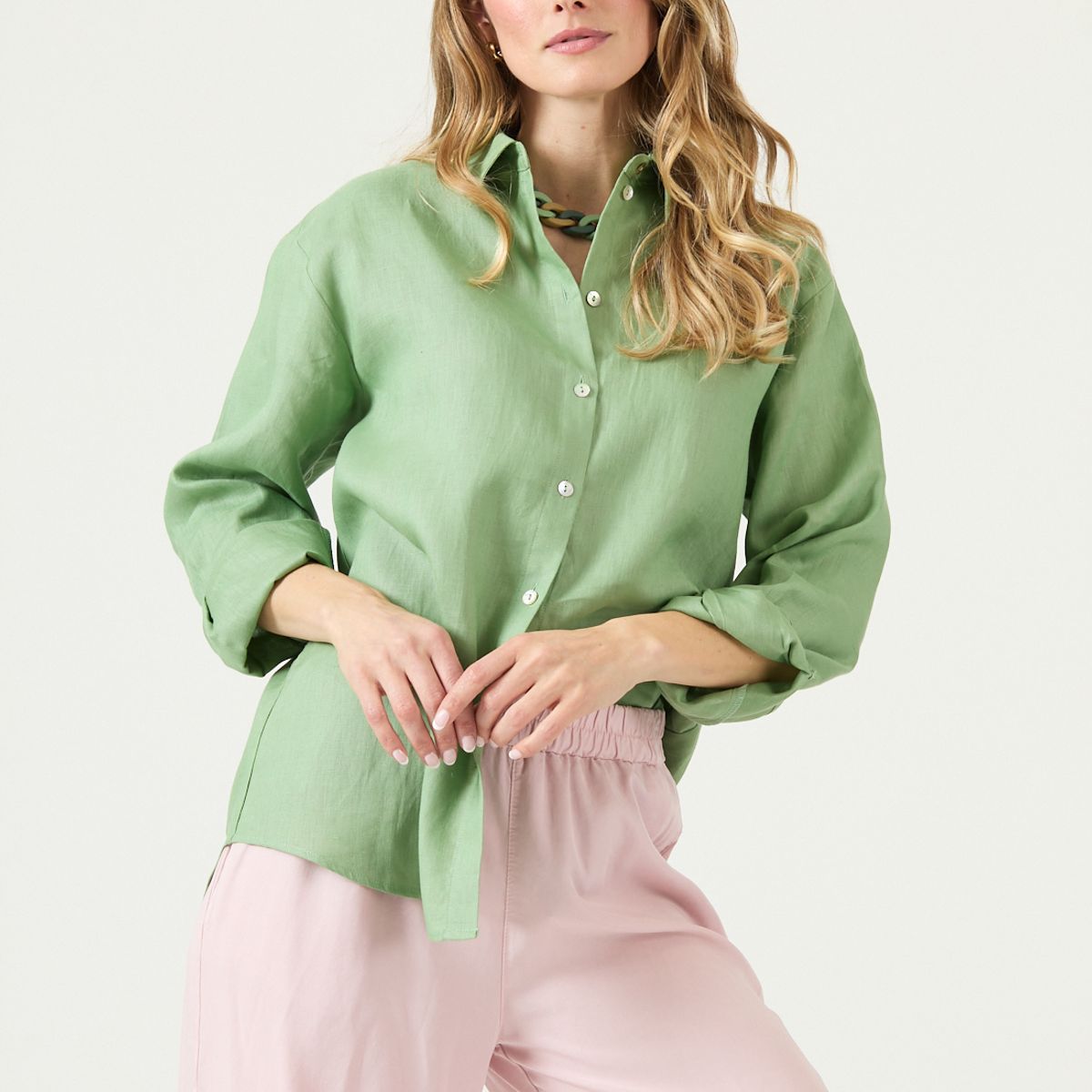 PRIVILEGE - Blusa De Lino Verde Cod 4517385