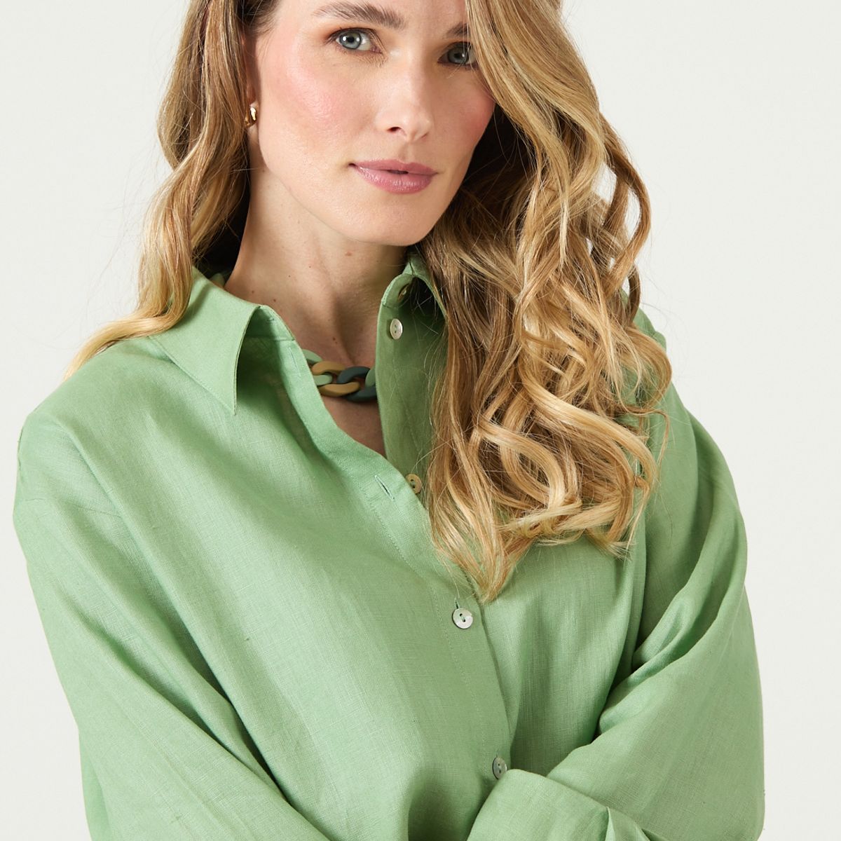 PRIVILEGE - Blusa De Lino Verde Cod 4517385