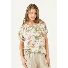 PRIVILEGE - Blusa De Lino Estampada Lila Cod 4517765