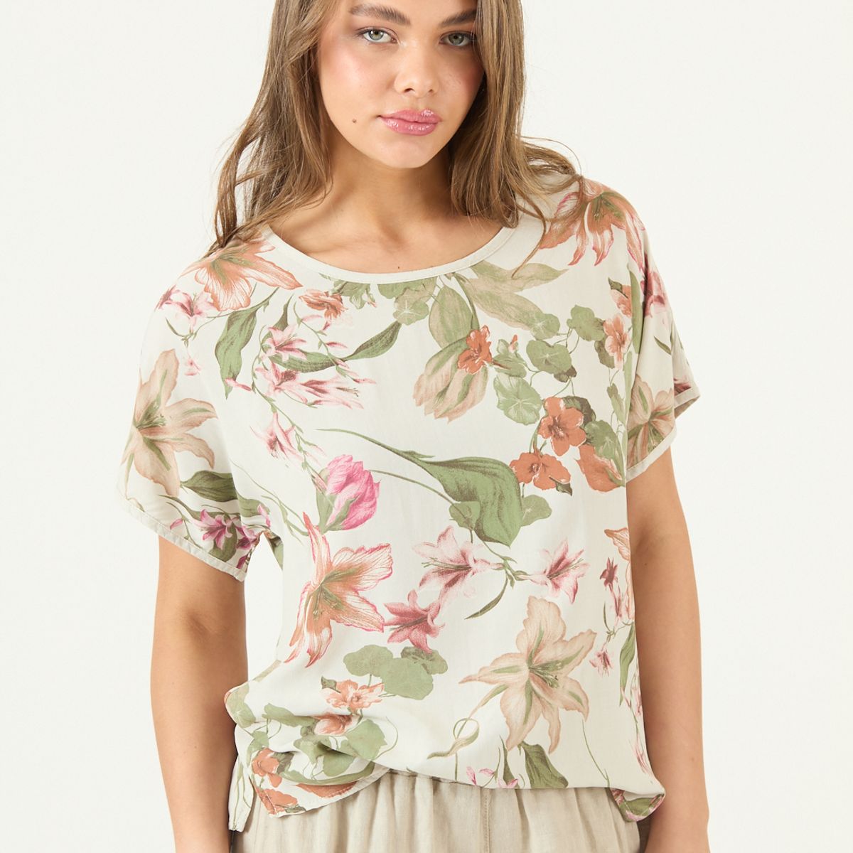 PRIVILEGE - Blusa De Lino Estampada Lila Cod 4517765