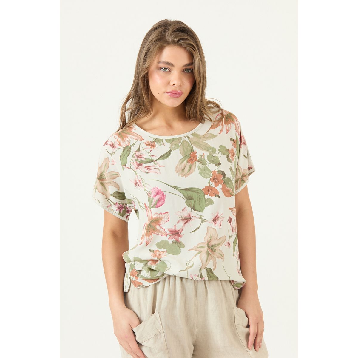 PRIVILEGE - Blusa De Lino Estampada Lila Cod 4517765