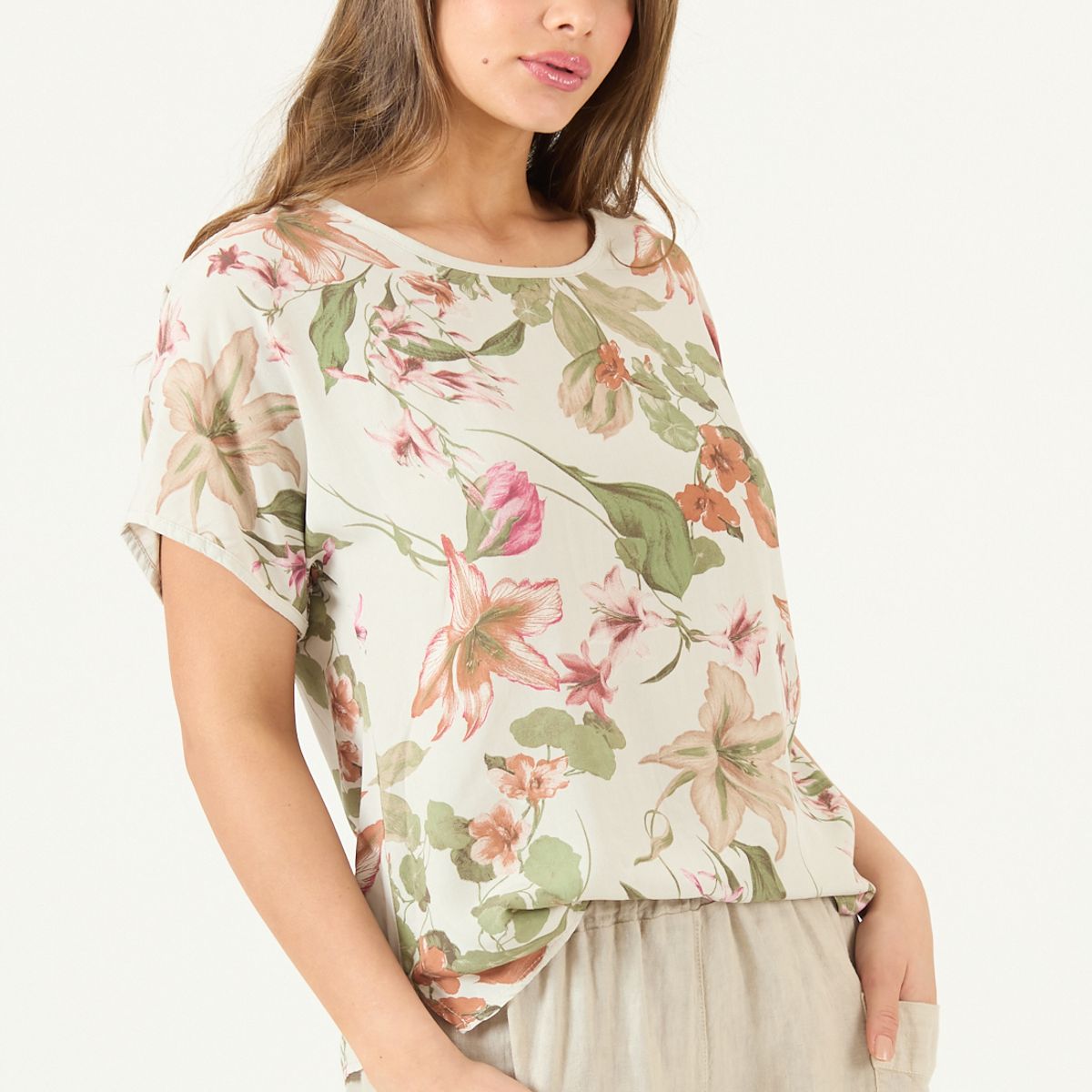 PRIVILEGE - Blusa De Lino Estampada Lila Cod 4517765