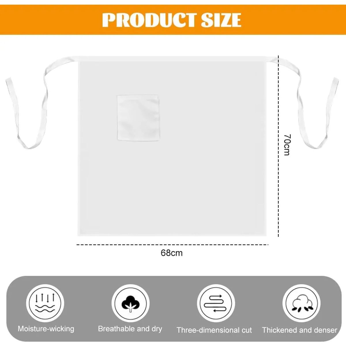 KUANGYE - 2pk Delantales Clásico Blanco Delantal Cocina Algodón Poliester