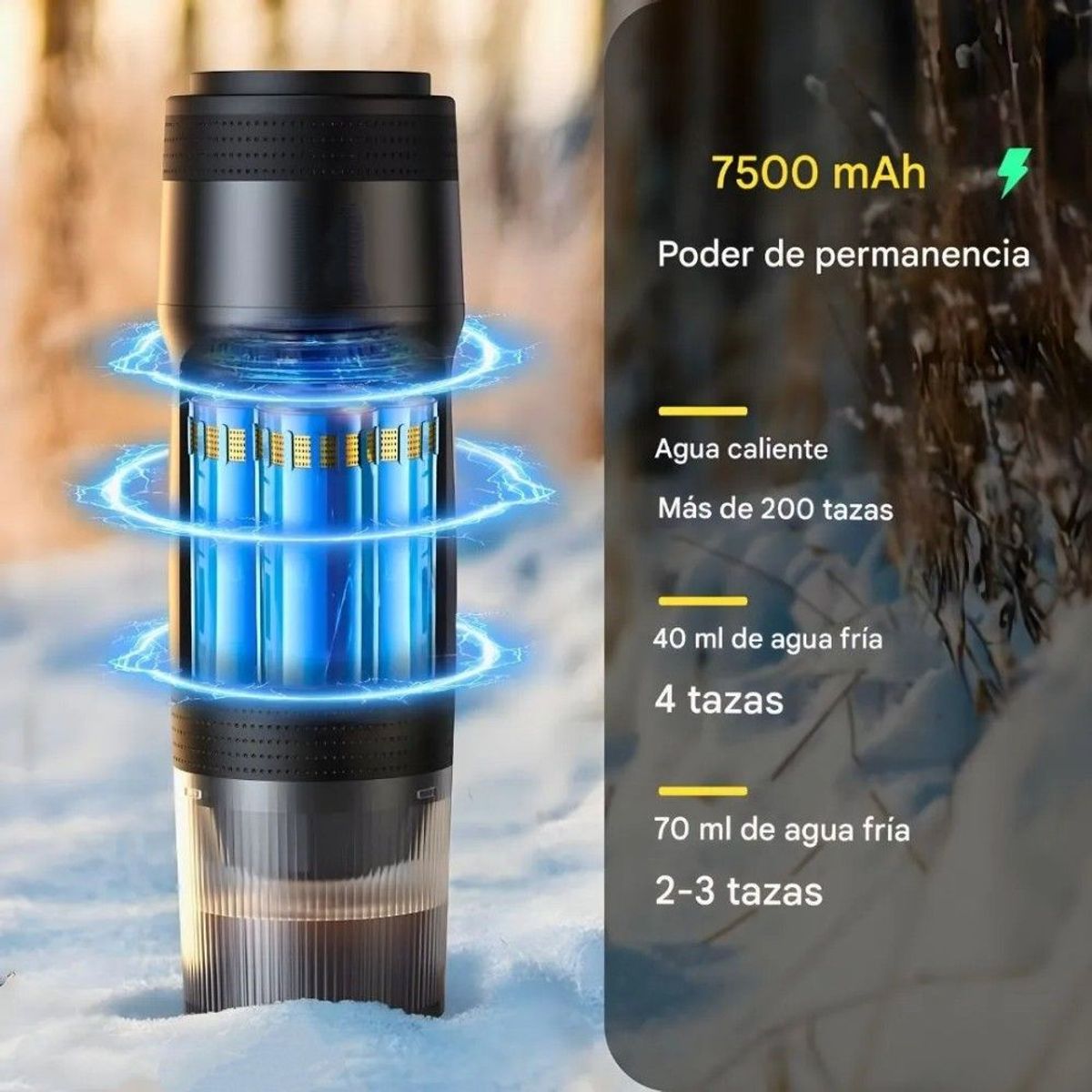 GENERICO - Cafetera Portátil Espresso 7500mah Recargable 3 En 1