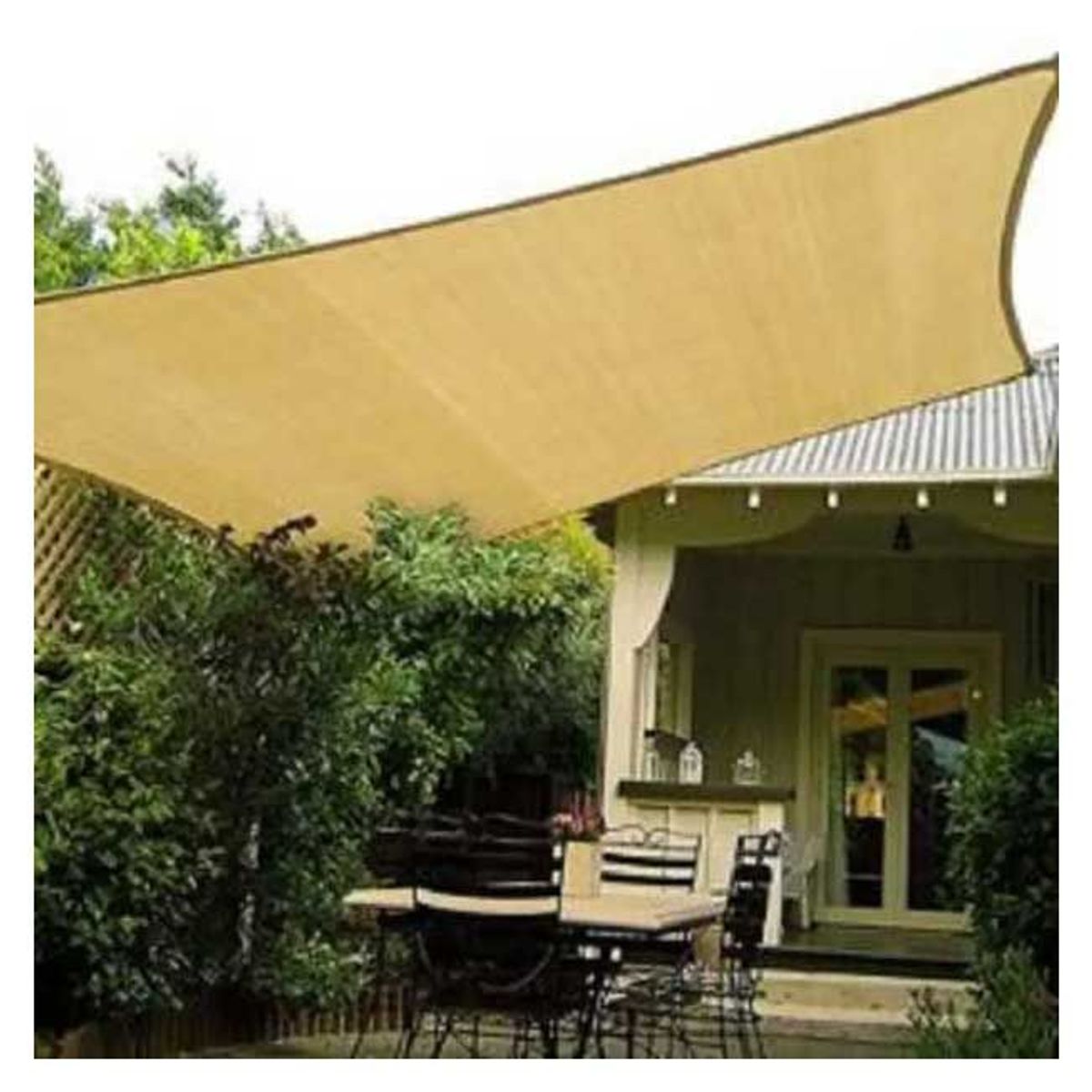 GENERICO - Malla Sombreadora Toldo Vela Rectangular 6x4 Hdpe Beige