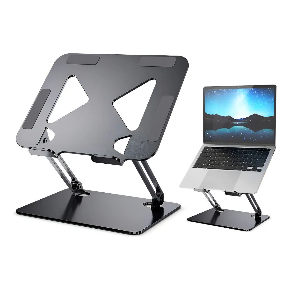 GENERICO - Soporte Base Alzador Notebook Laptop Mac Plegable Ajustable Color Gris Oscuro Antideslizante Labg