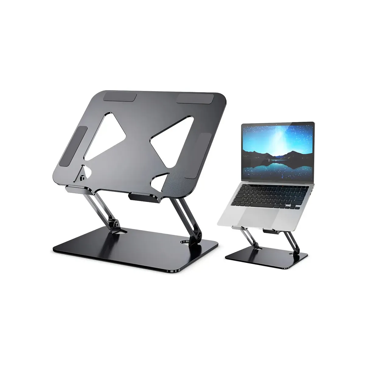 GENERICO - Soporte Base Alzador Notebook Laptop Mac Plegable Ajustable Color Gris Oscuro Antideslizante Labg