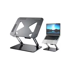 GENERICO - Soporte Base Alzador Notebook Laptop Mac Plegable Ajustable Color Gris Oscuro Antideslizante Labg