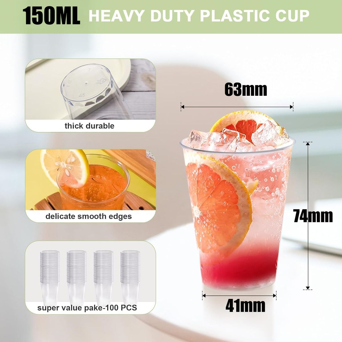 KUANGYE - 100 Vasos Desechables Cerveceros Shot Postres Pocillos 150ml