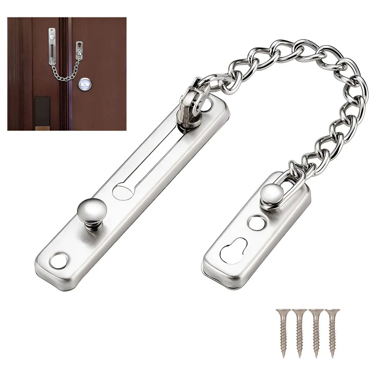 GENERICO - Cerradura Puerta Interior Cadena Seguridad Puerta-Platato