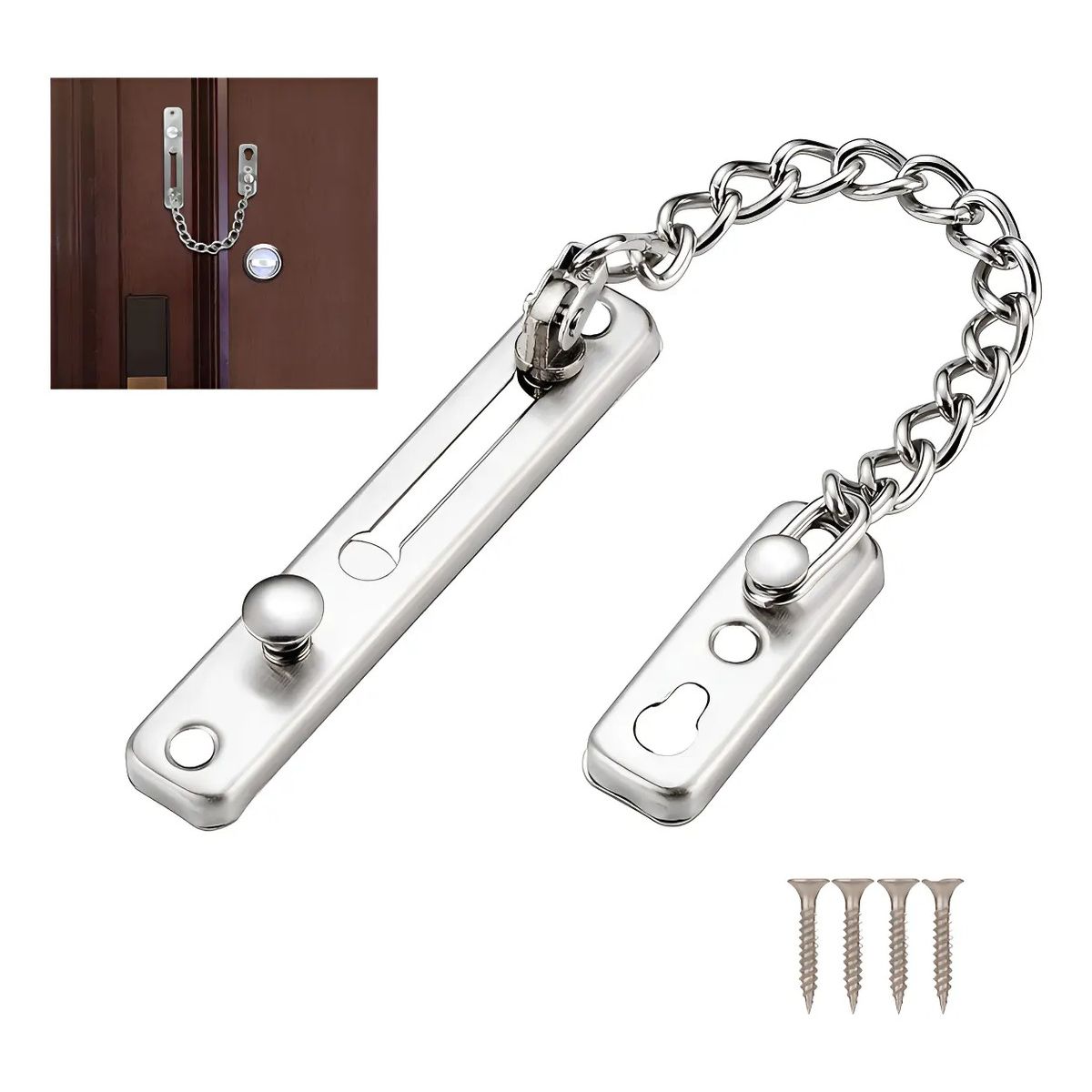 GENERICO - Cerradura Puerta Interior Cadena Seguridad Puerta-Platato