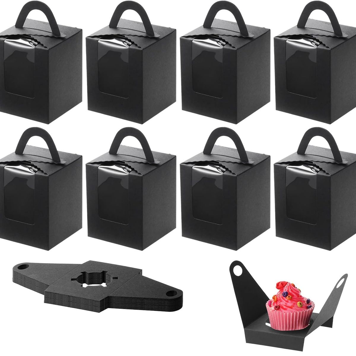 KUANGYE - 50 Caja Para Cupcakes Individual Con Ventana Regalo Galletas