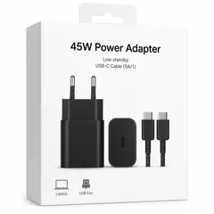 GENERICO - Cargador Rápido 45W Usb-C Con Cable Negro
