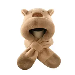 GENERICO - Gorro Oso Con Bufanda Orejas Peludo Invierno