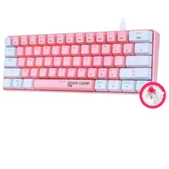 HYPE LEGEND - Teclado Mecánico Rebel RGB WhitePink Red Switch