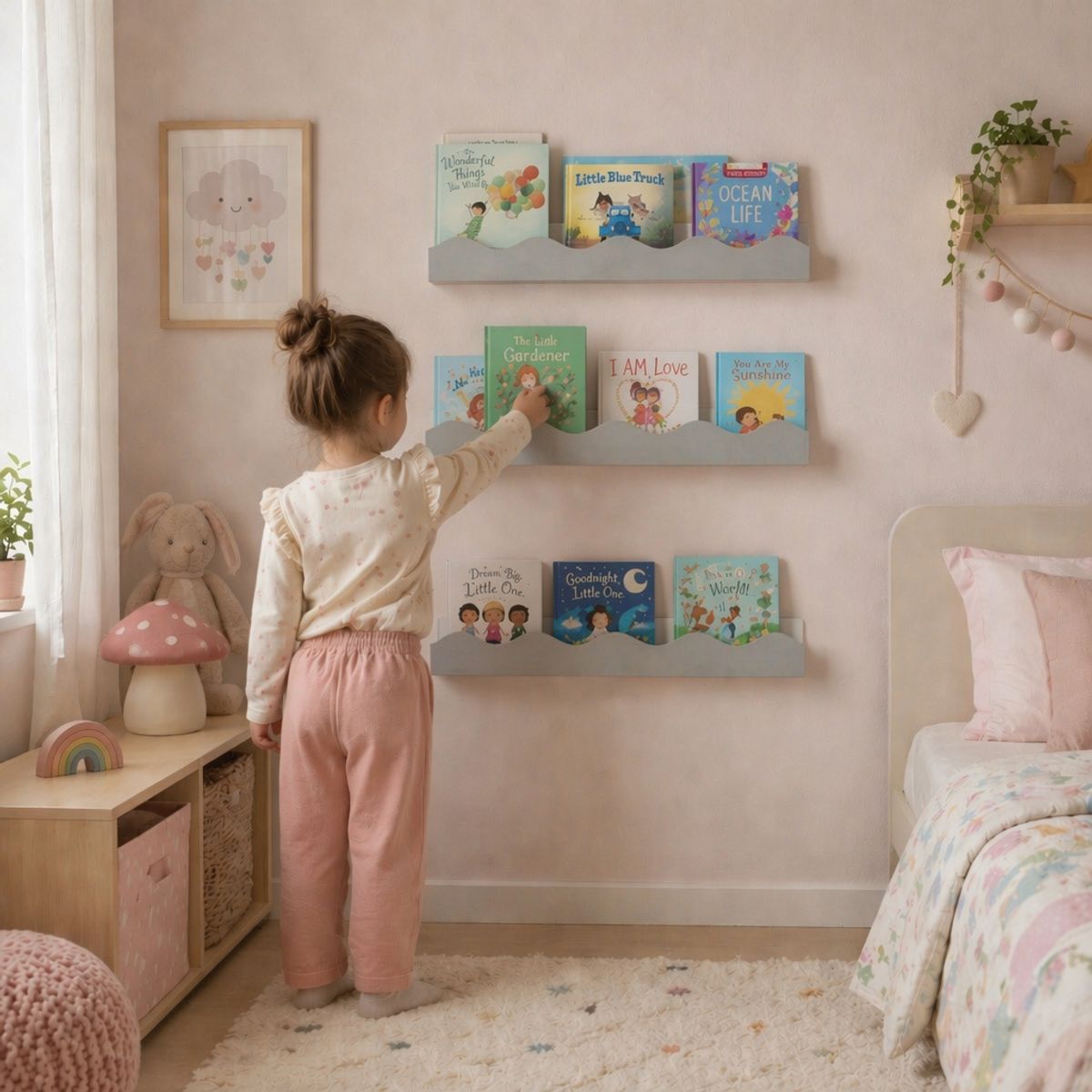 BLOKIDS - Repisa Metálica Gris Decorativa para Libros y Adornos