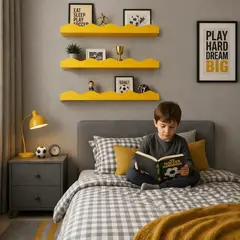 BLOKIDS - Repisa Metálica Mostaza Decorativa para Libros y Adornos