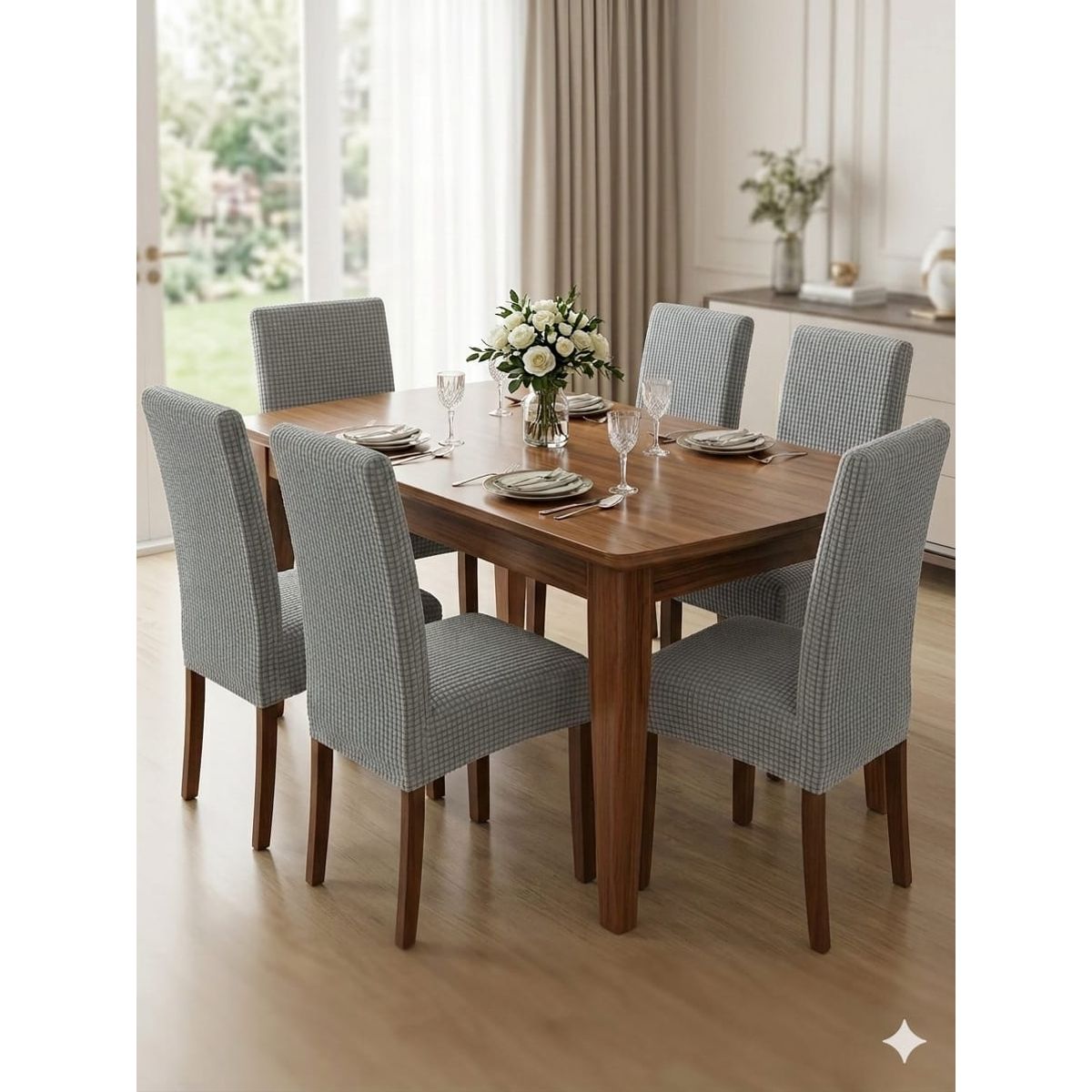 GENERICO - fundas texturizadas para silla de comedor 6 unidades
