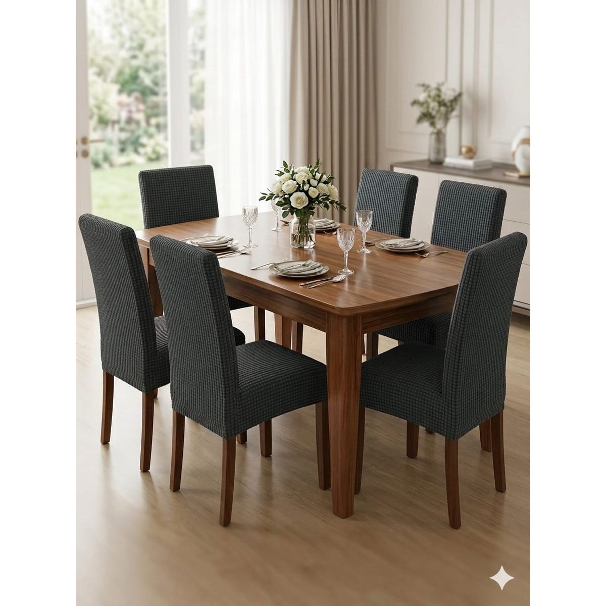 GENERICO - fundas texturizadas para silla de comedor 6 unidades
