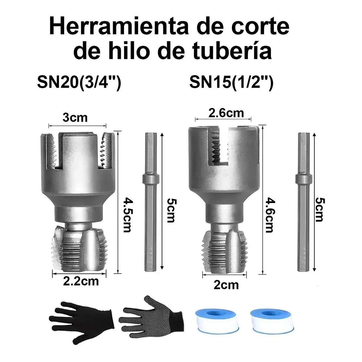 GENERICO - 2 Pz Herramienta Integrada Para Roscado Tubos Internos Exter BELUG