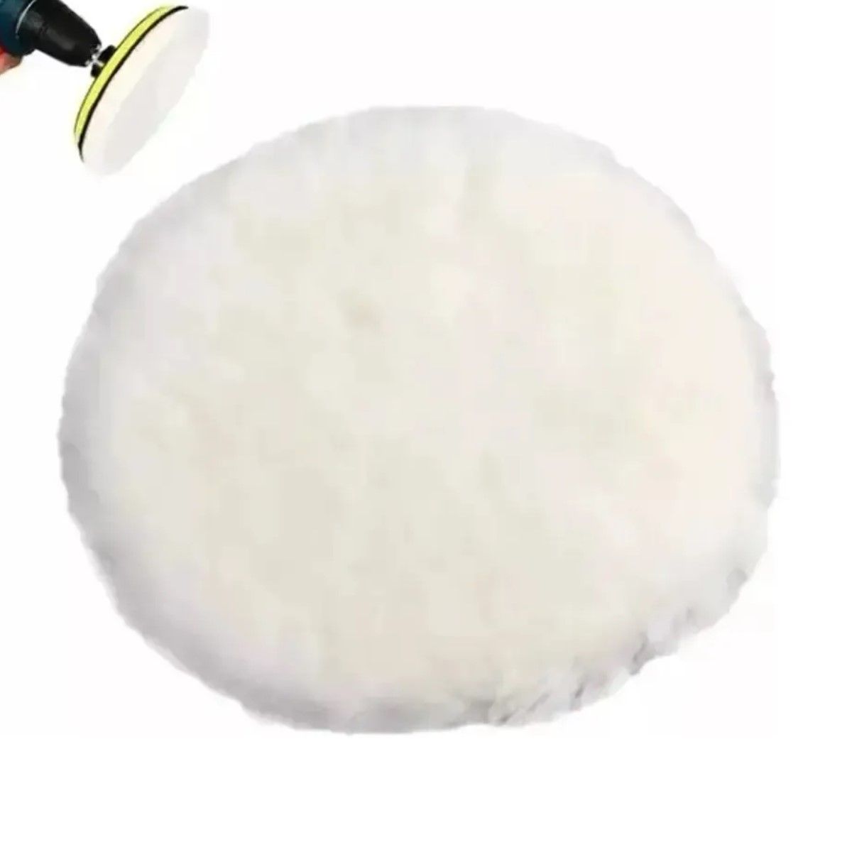 GENERICO - Disco Pulir Lana Fibra Bonet Con Velcro 115mm Pulidora Auto Blanco BELUG